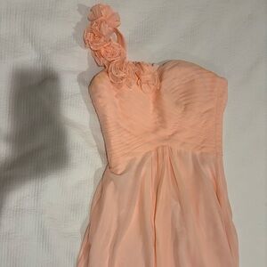 Peach One shoulder evening Dress